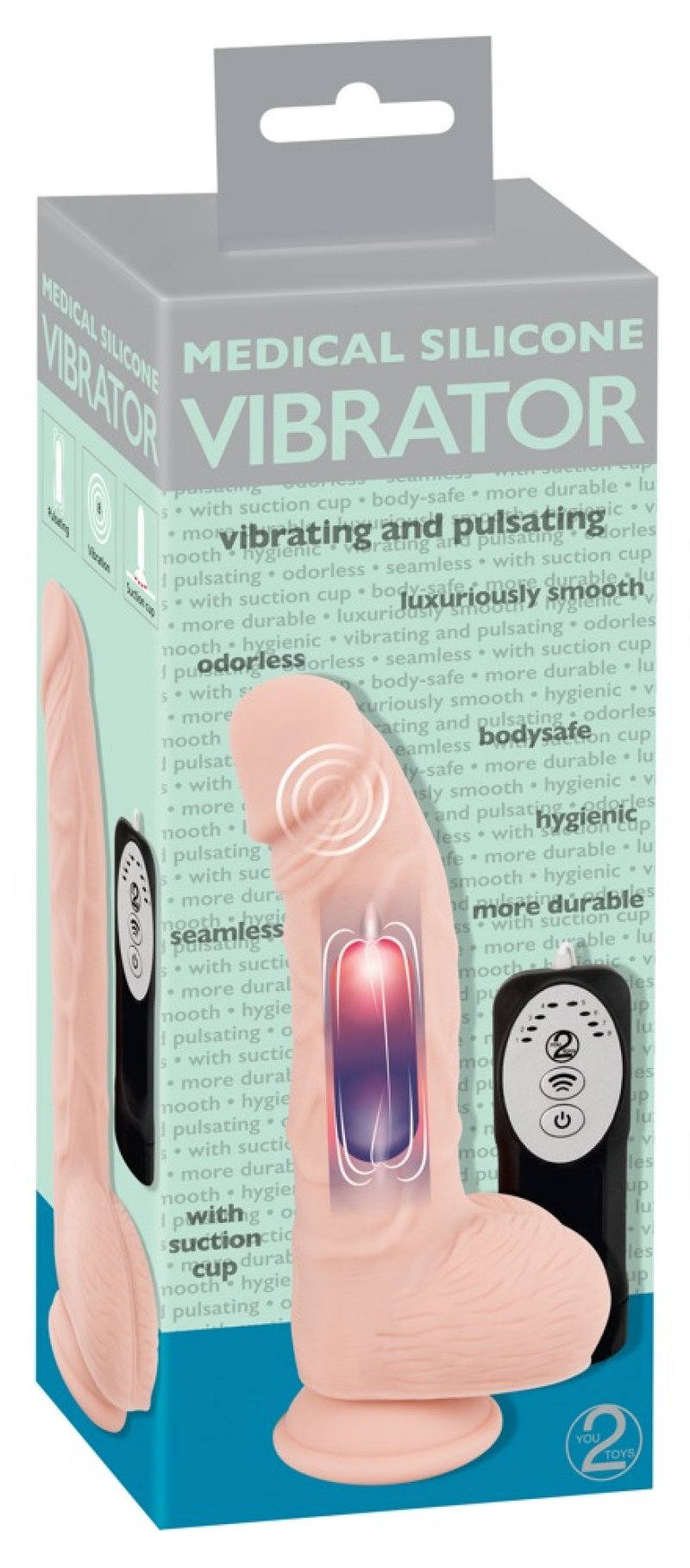 Medical Silicone 8" Pulsating Vibrator - flesh