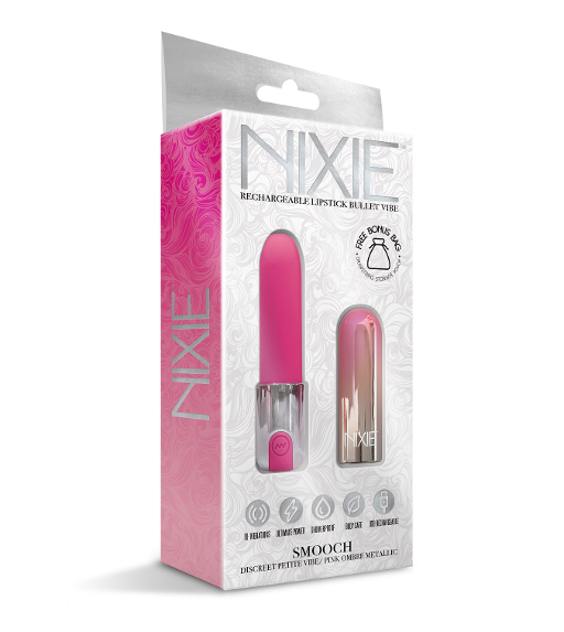NIXIE Smooch Rechargeable Lipstick Vibrator, Pink Ombre