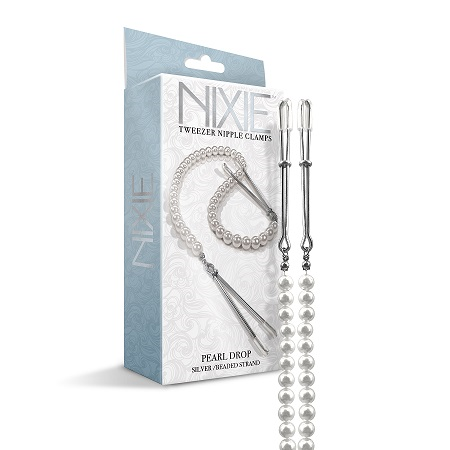 NIXIE ADJUSTABLE TWEEZER CLIPS WITH PEARLS WHITE GOLD