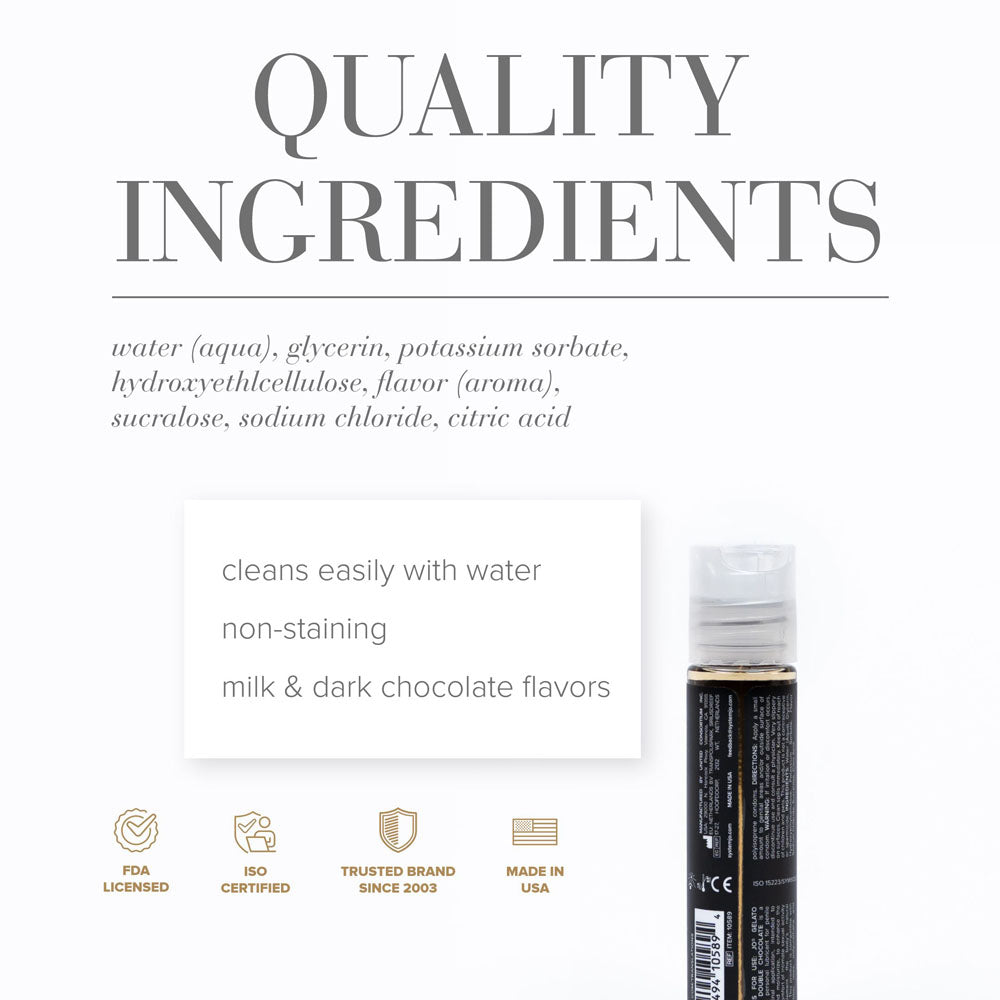 JO Gelato Decadent Double Chocolate Lubricant - 30 mL - Chocolate Flavoured Water Based Lubricant - 30 ml Bottle-10589