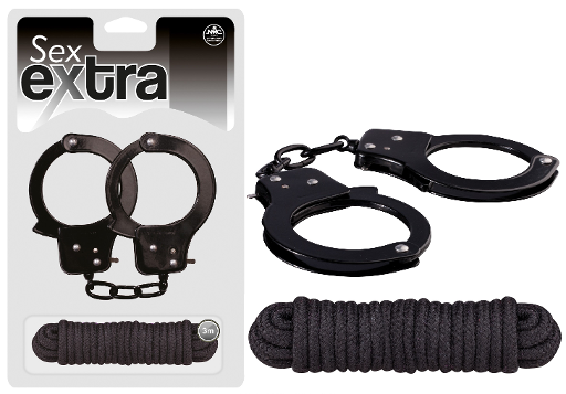 SEX EXTRA - METAL CUFFS & LOVE ROPE black