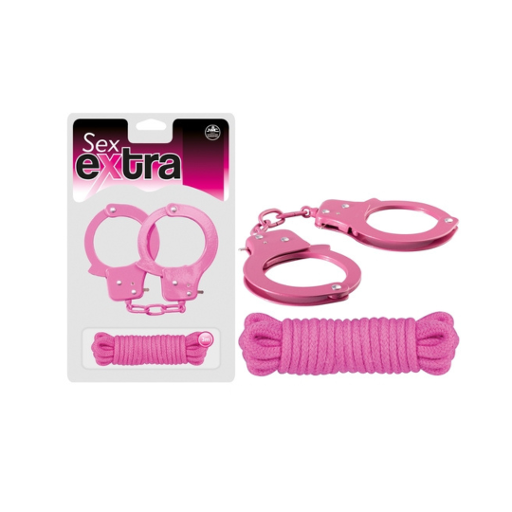 SEX EXTRA - METAL CUFFS & LOVE ROPE pink