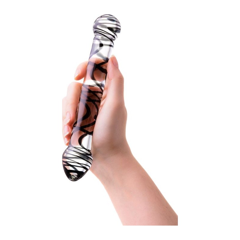 Sexus Glass Dildo Duo Black Swirl 20.5cm