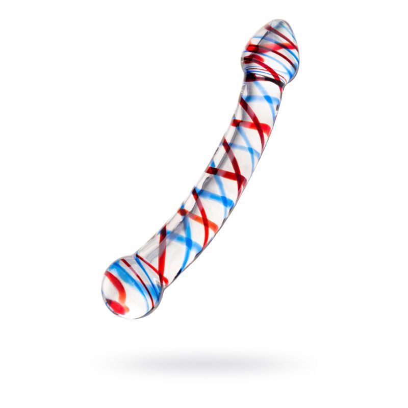 Sexus Glass Dildo Curved Blue/Red 20 cm-912077-BLU