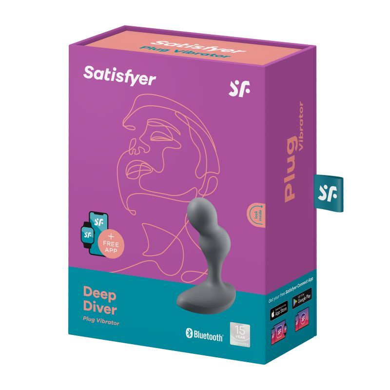 Satisfyer Deep Diver Vibrating Connect App Anal Plug Grey-4006796