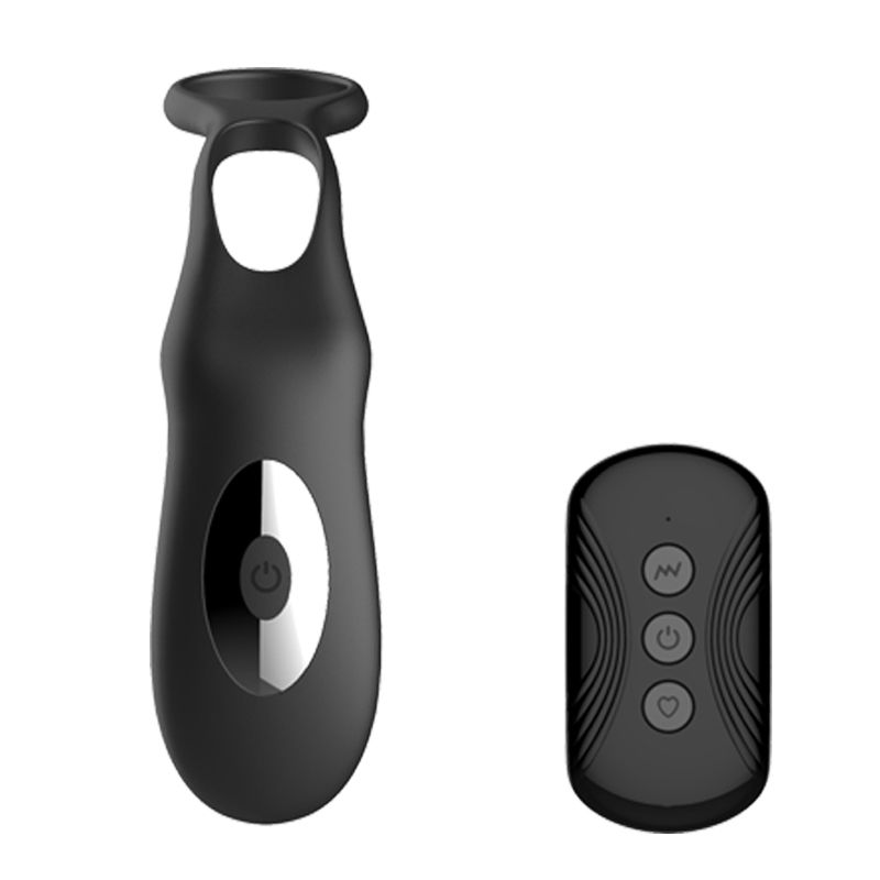 Thrusting Silicone Butt Plug with Cockring and Remote-XMEN-001-BLK