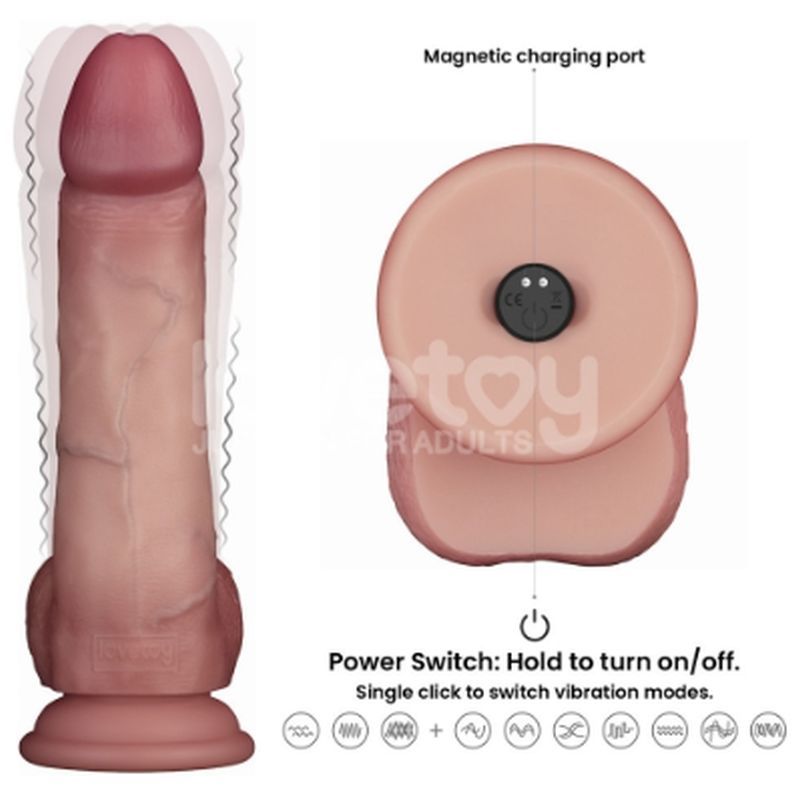 Vibrating Sliding Skin Pro II Silicone Dong 8in-LV417111