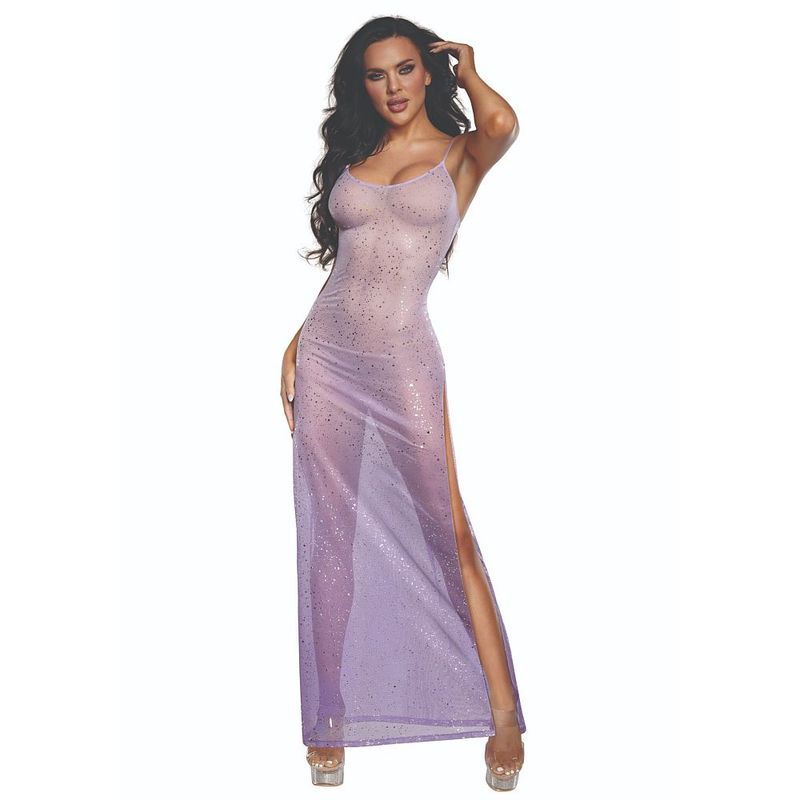 DreamGirl Ombre Glitter Mesh Gown Lilac-13924-LIL-S/M