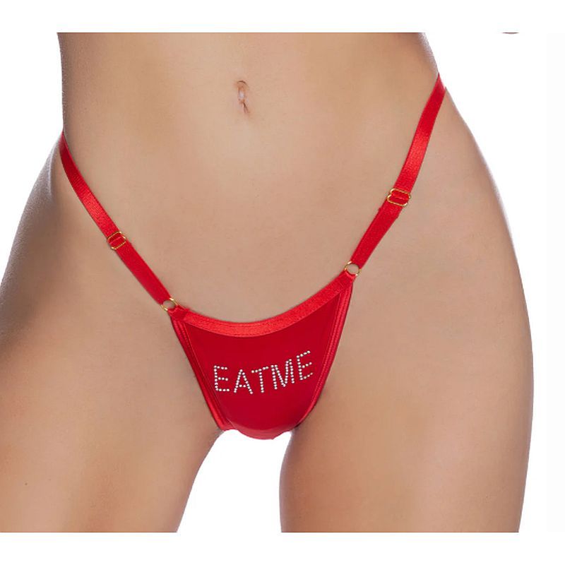 Eat Me Bling Thong Red-LI886-EM-O/S