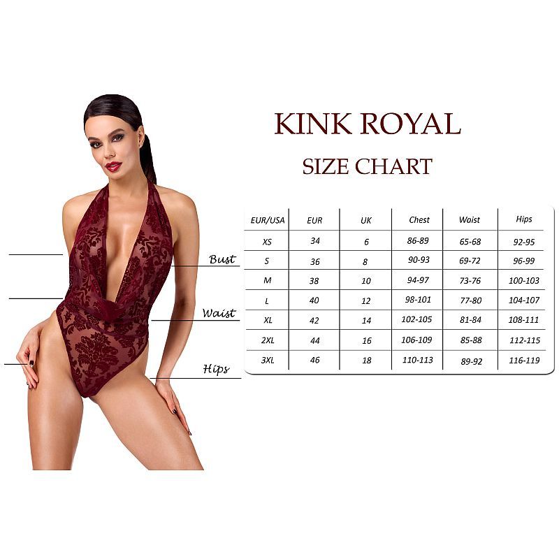 Kink Royal V Neck Catsuit Red-F382-RED-XS
