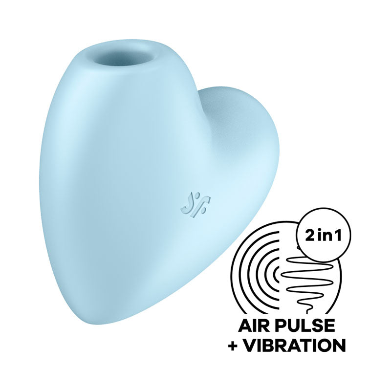 Satisfyer Cutie Heart - Blue - Blue USB Rechargeable Air Pulsation Stimulator with Vibration - 4037271