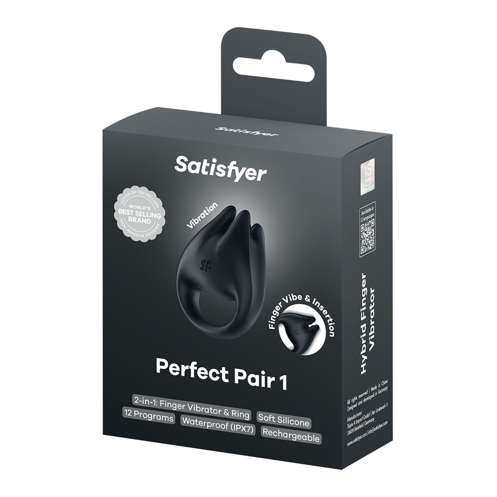 Satisfyer Perfect Pair 1 - Black USB-C Rechargeable Vibrating Couples Ring - 4043739