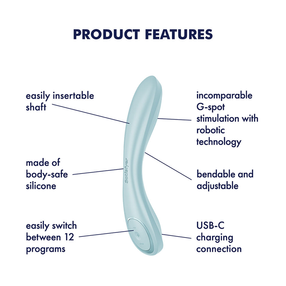 Satisfyer G-Spot Wave 2 - Ice Blue - Ice Blue 23.6 cm USB Rechargeable Flicking Tip Vibrator - 4045757