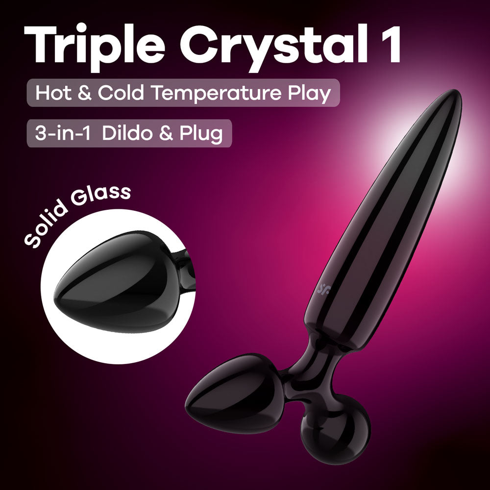 Satisfyer Triple Crystal 1 - Black - Black Glass 3-in-1 Butt Plug-4045948
