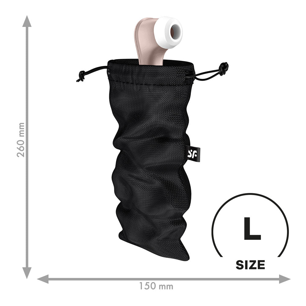 Satisfyer Treasure Bag Large - Black - Black Large Toy Storage Bag - 4059501