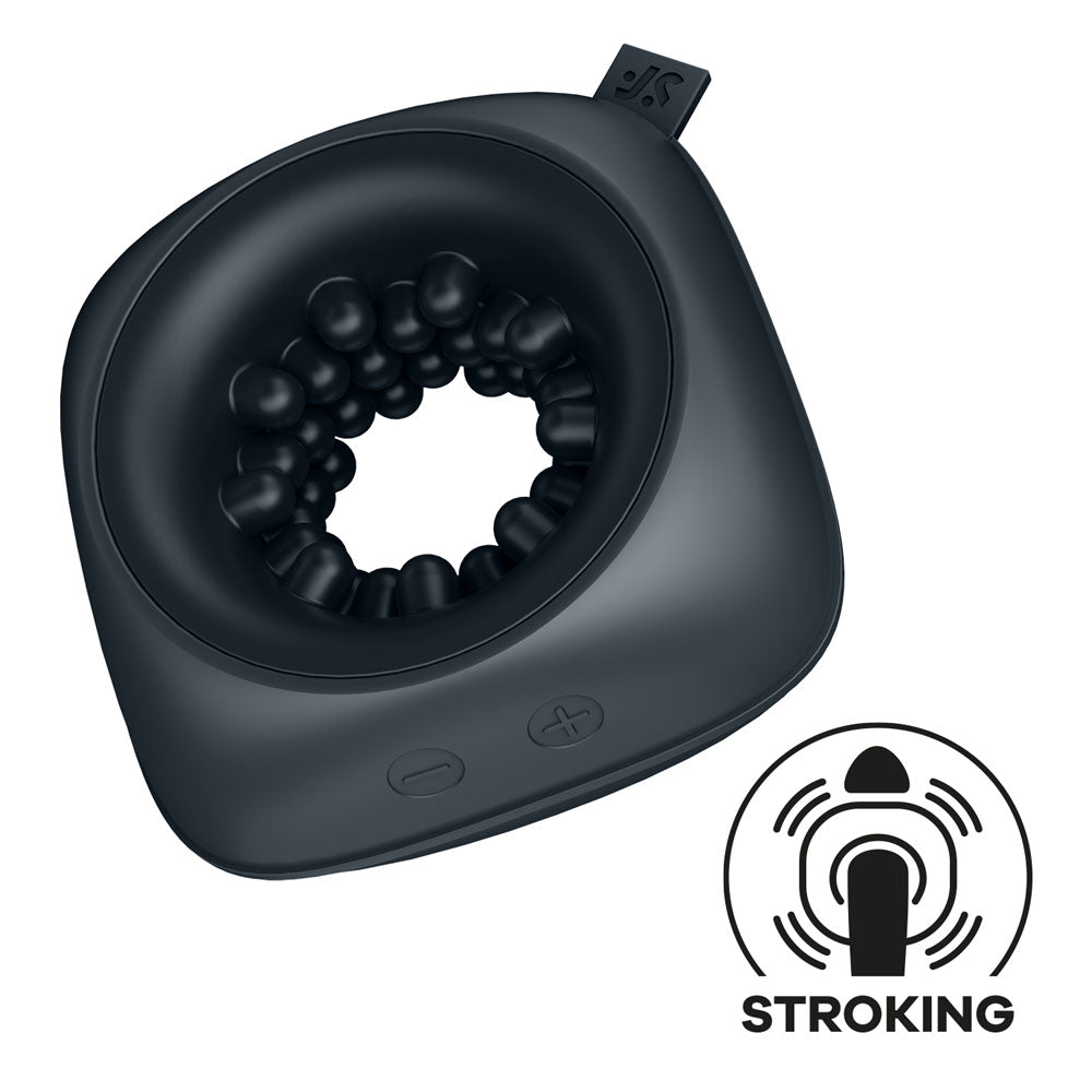 Satisfyer Ring Stroker - Black USB Rechargeable Vibrating Masturbator - 4064734