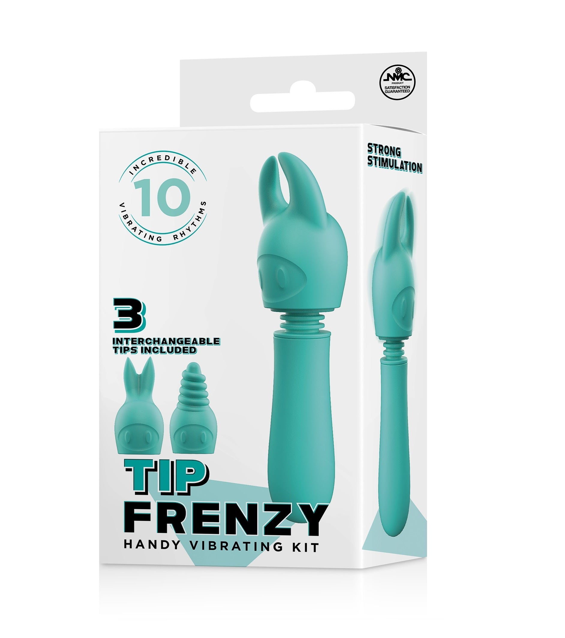TIP FRENZY SILICONE VIBE WITH 3 INTERCHANGEABLE TIPS - PINK