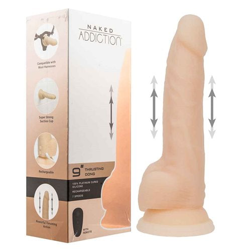 Naked Addiction - 9" Thrusting Dildo with Remote Vanilla