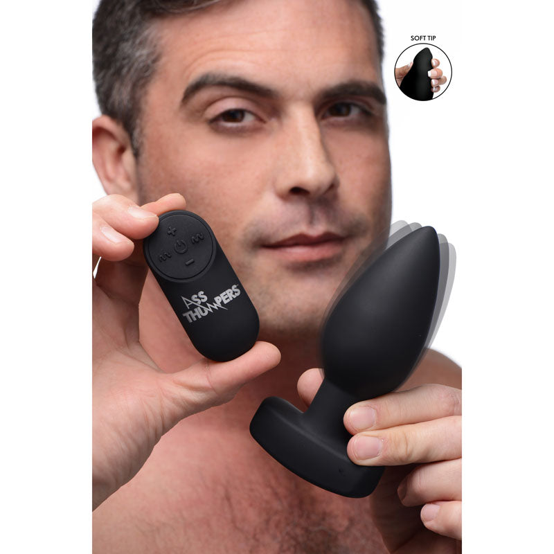 Ass Thumpers The Taper - Black 13 cm USB Rechargeable Vibrating Butt Plug with Wireless Remote-AG389