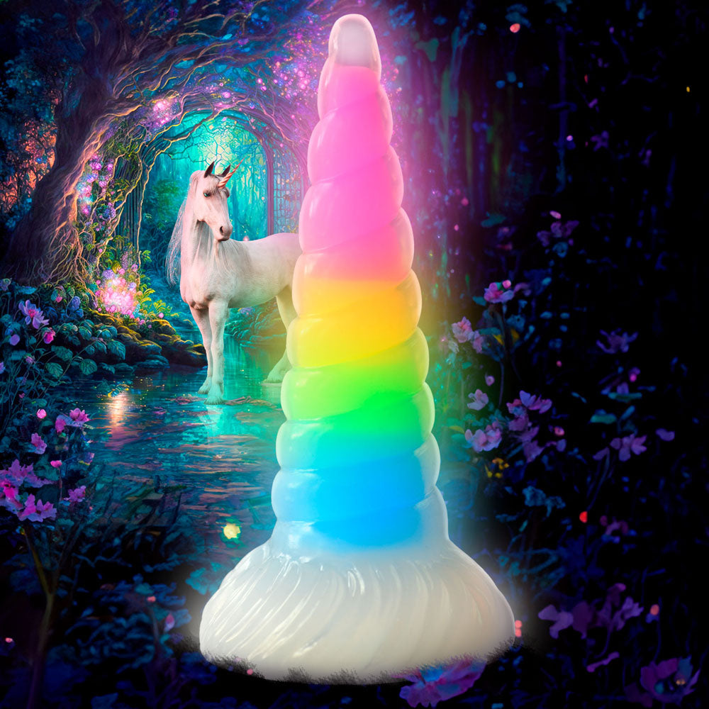 Creature Cocks Uni-Glow - Glow in Dark Rainbow 19.5 cm Unicorn Fantasy Dildo - AH310