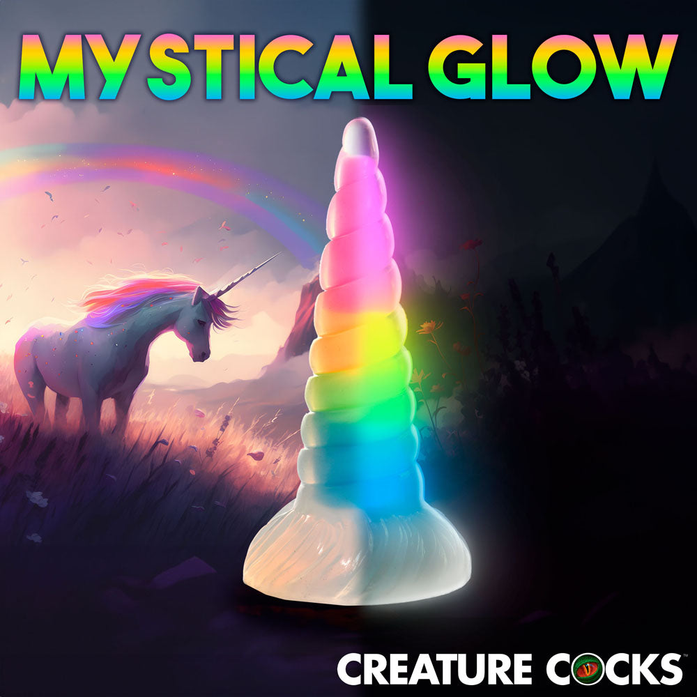 Creature Cocks Uni-Glow - Glow in Dark Rainbow 19.5 cm Unicorn Fantasy Dildo - AH310