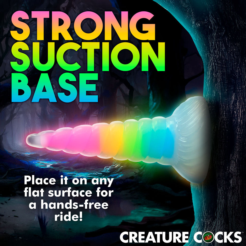 Creature Cocks Uni-Glow - Glow in Dark Rainbow 19.5 cm Unicorn Fantasy Dildo - AH310