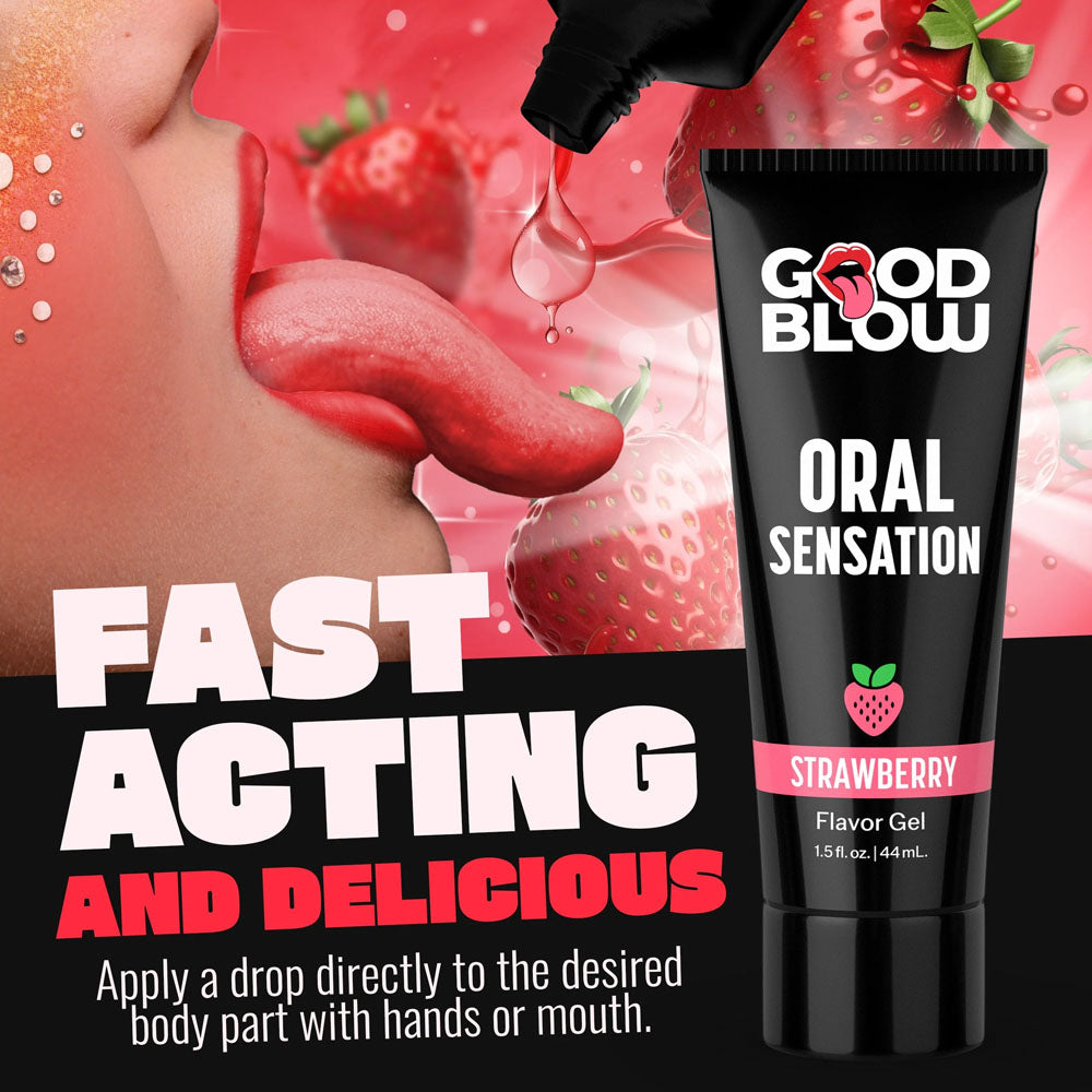 Good Blow Oral Sensation Gel - Strawberry - Strawberry Flavoured Oral Sex Gel - 44 ml Tube - AH590-STRAW