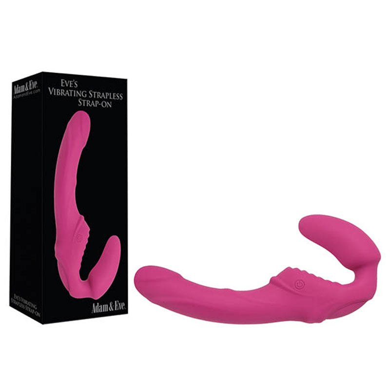Adam & Eve Eves Vibrating Strapless Strap-On - Pink 22 cm (8.75) USB Rechargeable Strapless Str