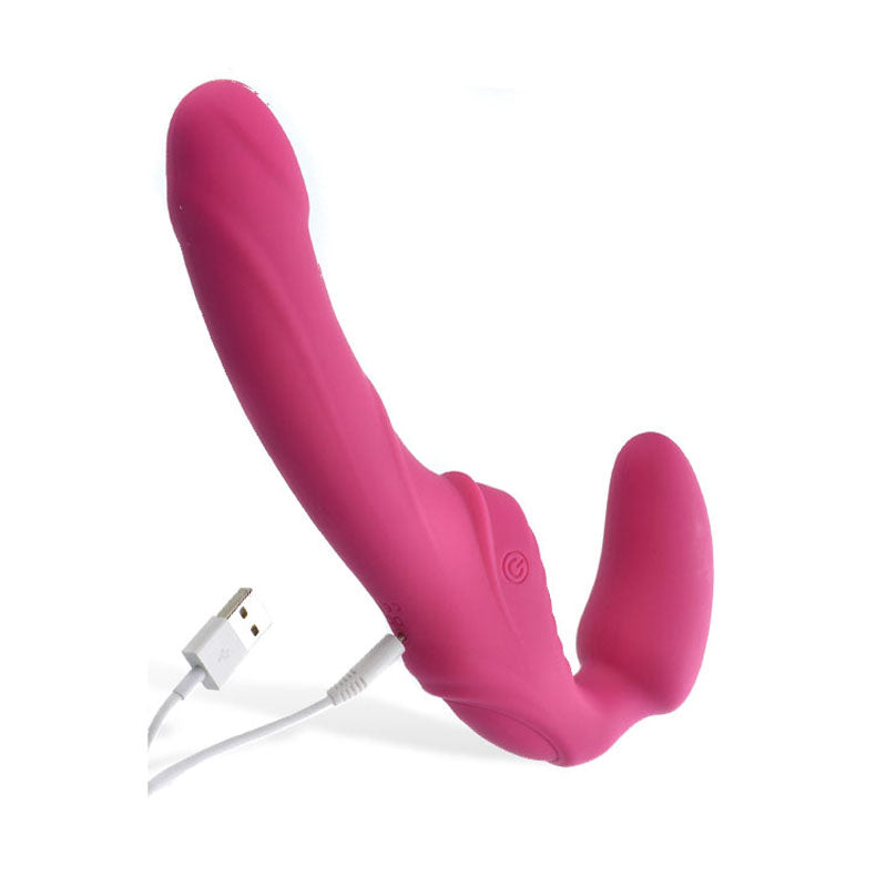 Adam & Eve Eves Vibrating Strapless Strap-On - Pink 22 cm (8.75) USB Rechargeable Strapless Str