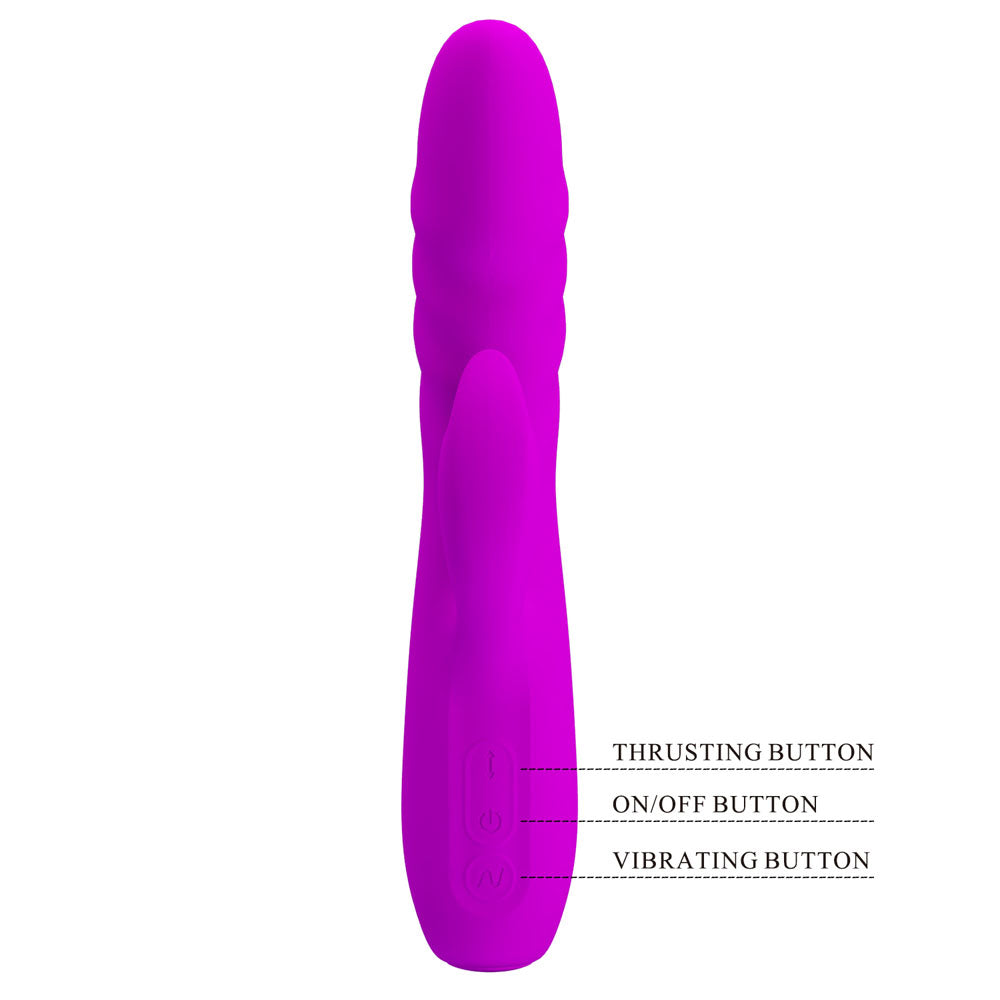 Party Up BOB Thrusting Vibe - Purple - Purple 25 cm USB Rechargeable Thrusting Rabbit Vibrator-BI-014863-PU