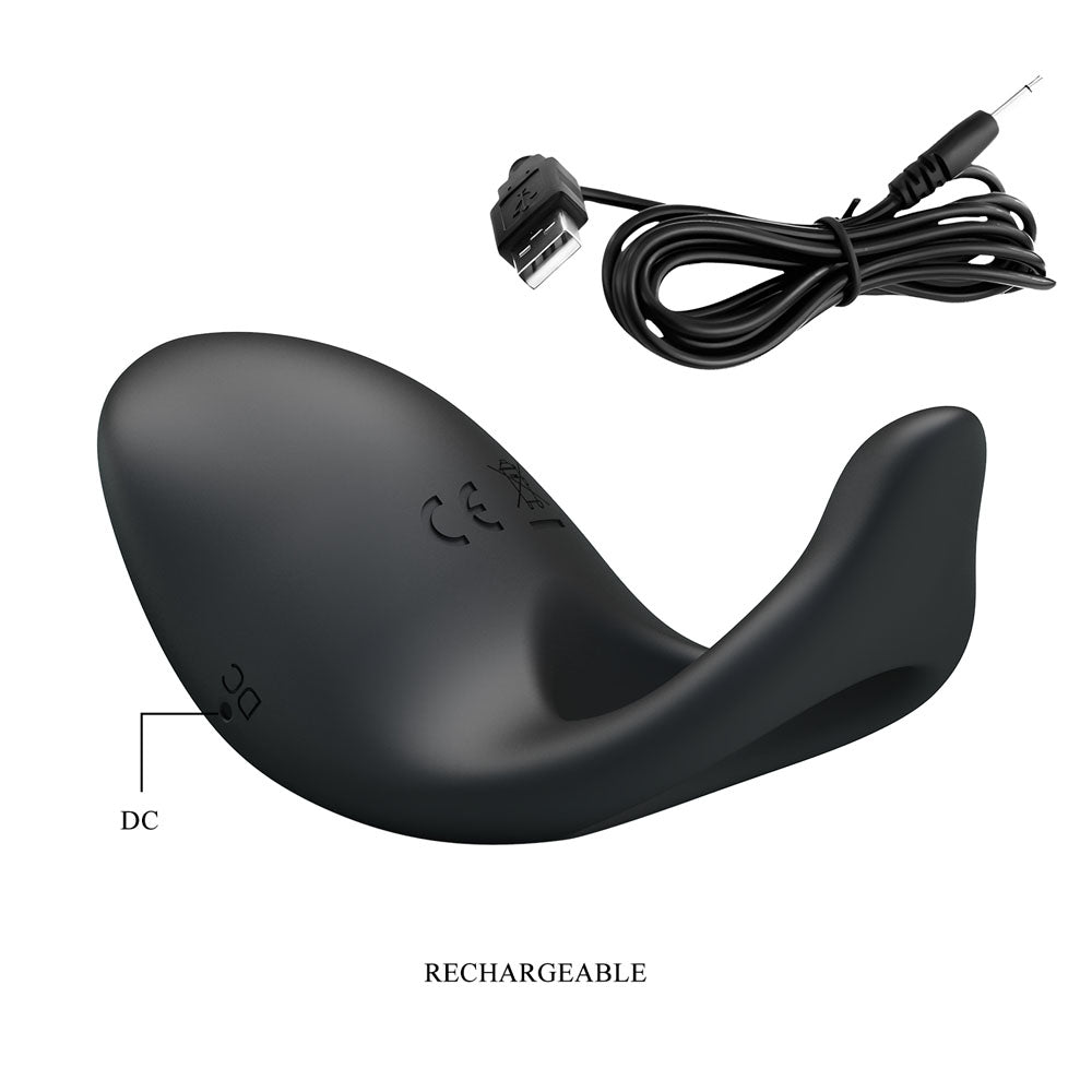 Party Up KING Rechargeable Cock Ring - Black USB Rechargeable Cock Ring-BI-210162-PU