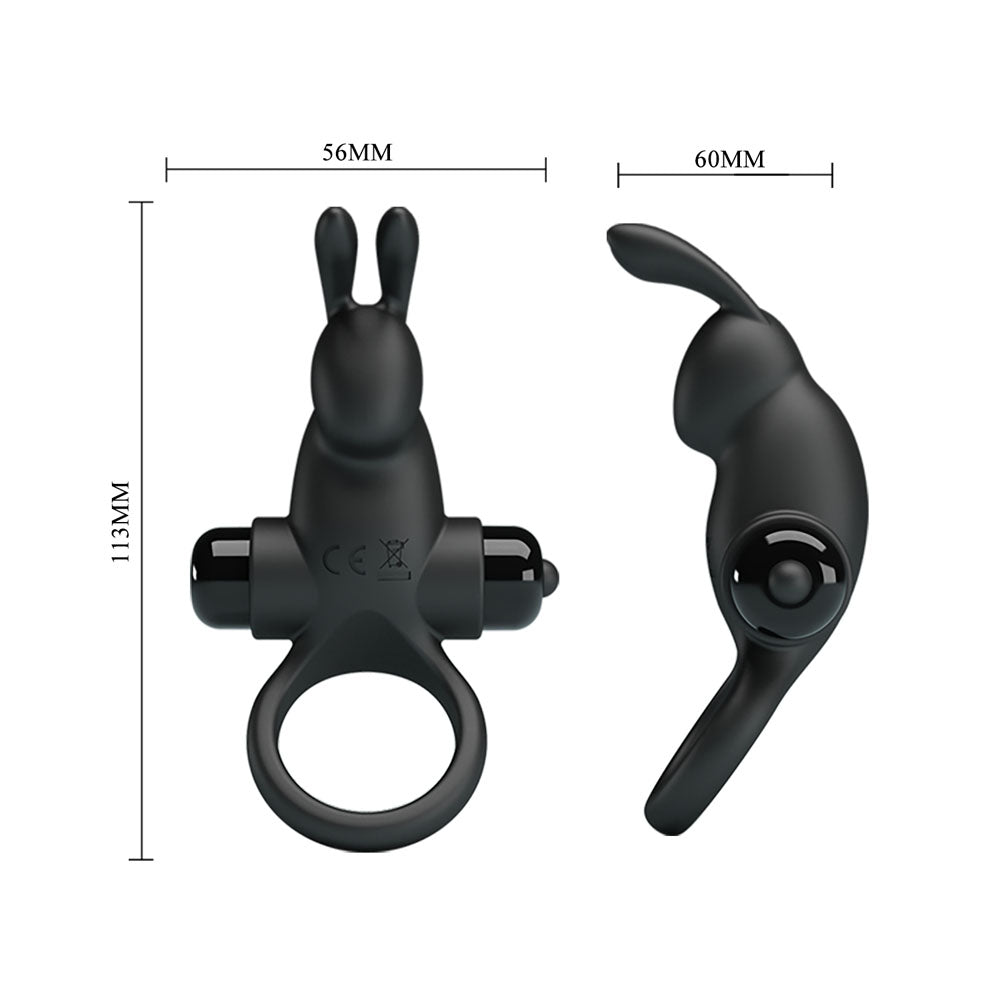 Party Up LARRY Vibrating Cock Ring - Black Vibrating Cock Ring-BI-210204-PU