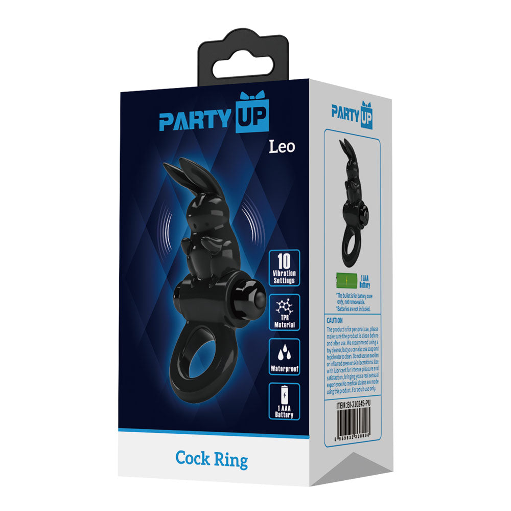 Party Up LARRY Vibrating Cock Ring - Black Vibrating Cock Ring-BI-210204-PU