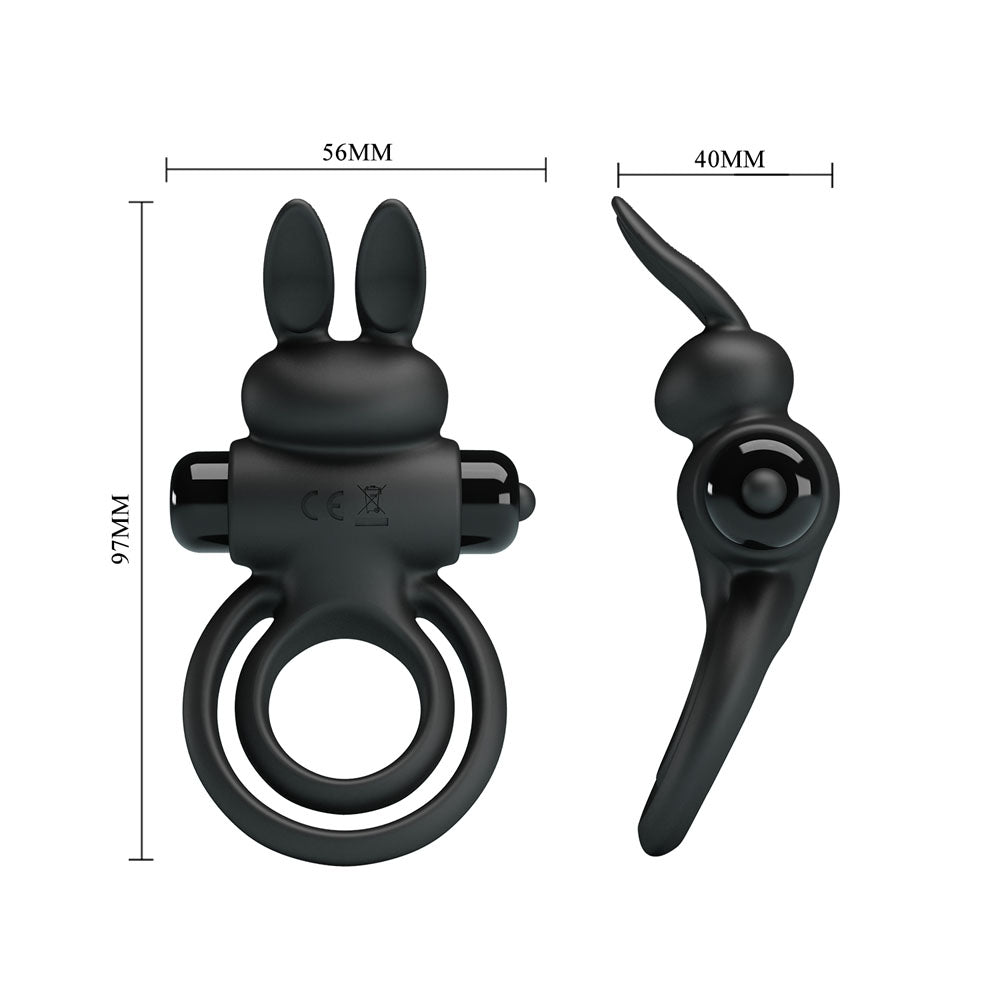 Party Up LAWRENCE Vibrating Cock Ring - Black Vibrating Cock & Balls Ring-BI-210206-PU