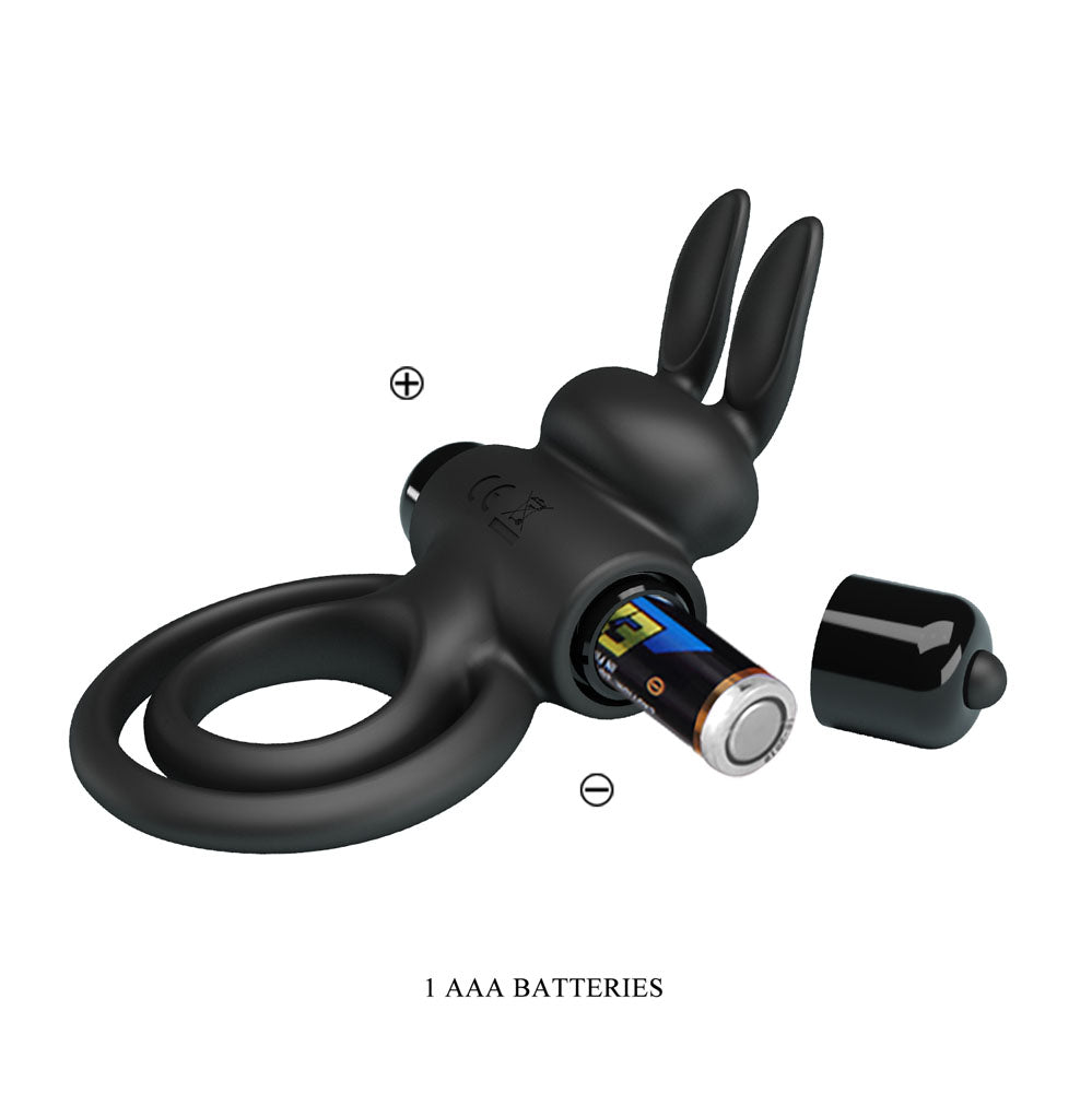 Party Up LAWRENCE Vibrating Cock Ring - Black Vibrating Cock & Balls Ring-BI-210206-PU