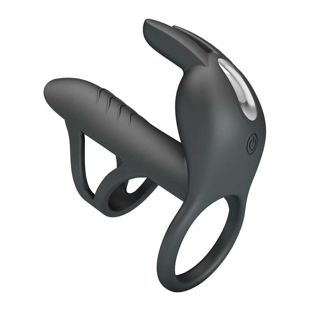 Party Up MARK Vibrating Penis Sleeve - Black USB Rechargeable Vibrating Cock Sleeve-BI-210326-PU