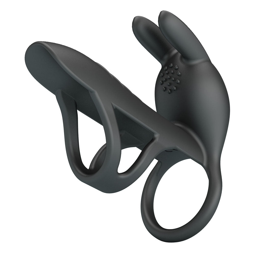 Party Up MARK Vibrating Penis Sleeve - Black USB Rechargeable Vibrating Cock Sleeve-BI-210326-PU