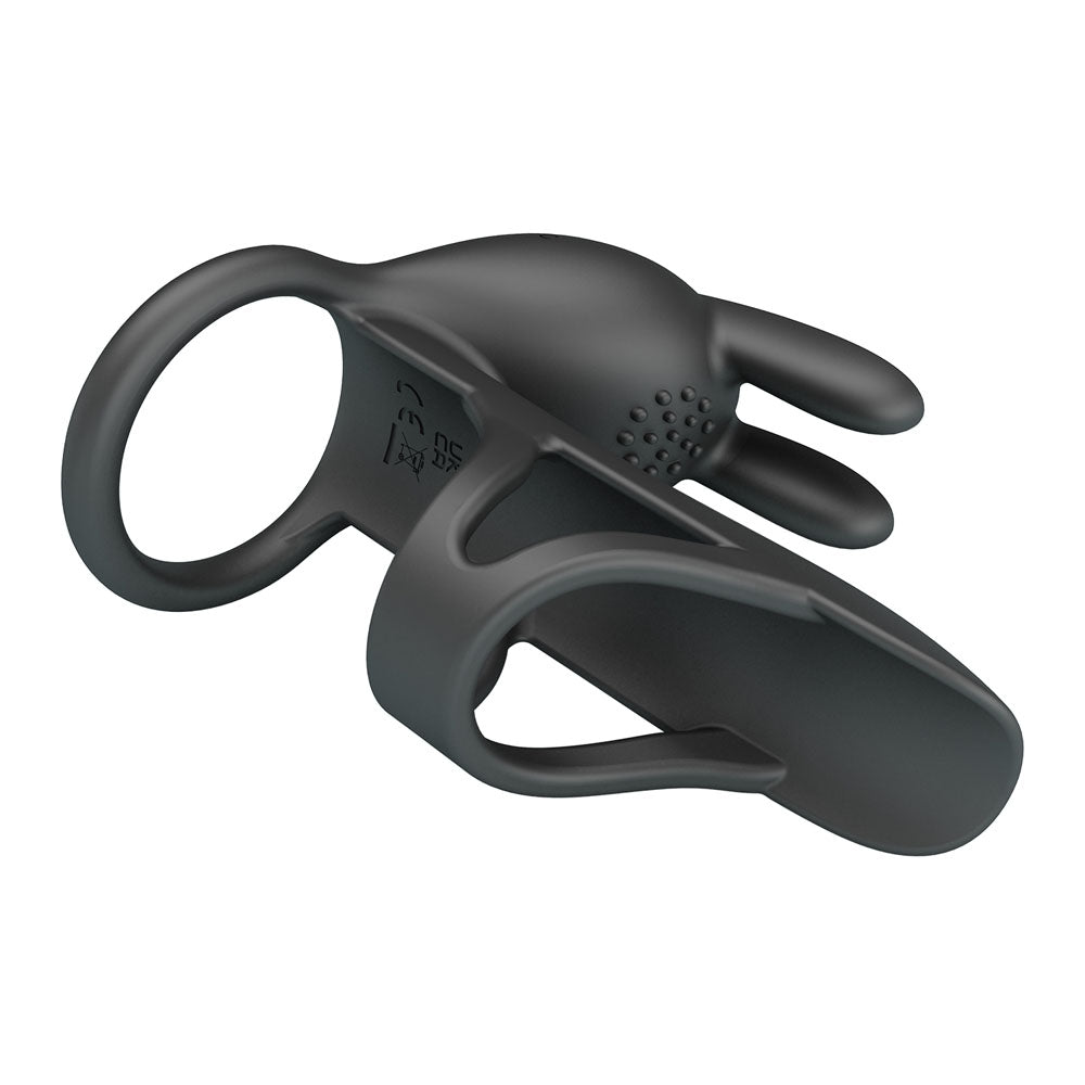 Party Up MARK Vibrating Penis Sleeve - Black USB Rechargeable Vibrating Cock Sleeve-BI-210326-PU