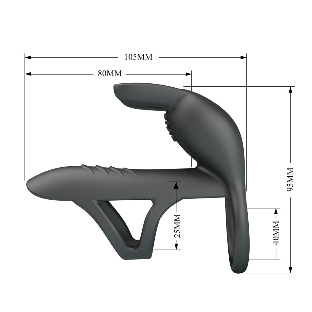 Party Up MARK Vibrating Penis Sleeve - Black USB Rechargeable Vibrating Cock Sleeve-BI-210326-PU