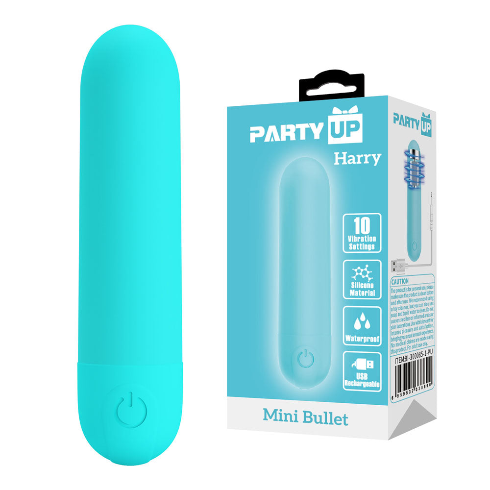 Party Up HARRY Mini Bullet - Teal - Teal 8 cm USB Rechargeable Bullet-BI-300085-1-PU
