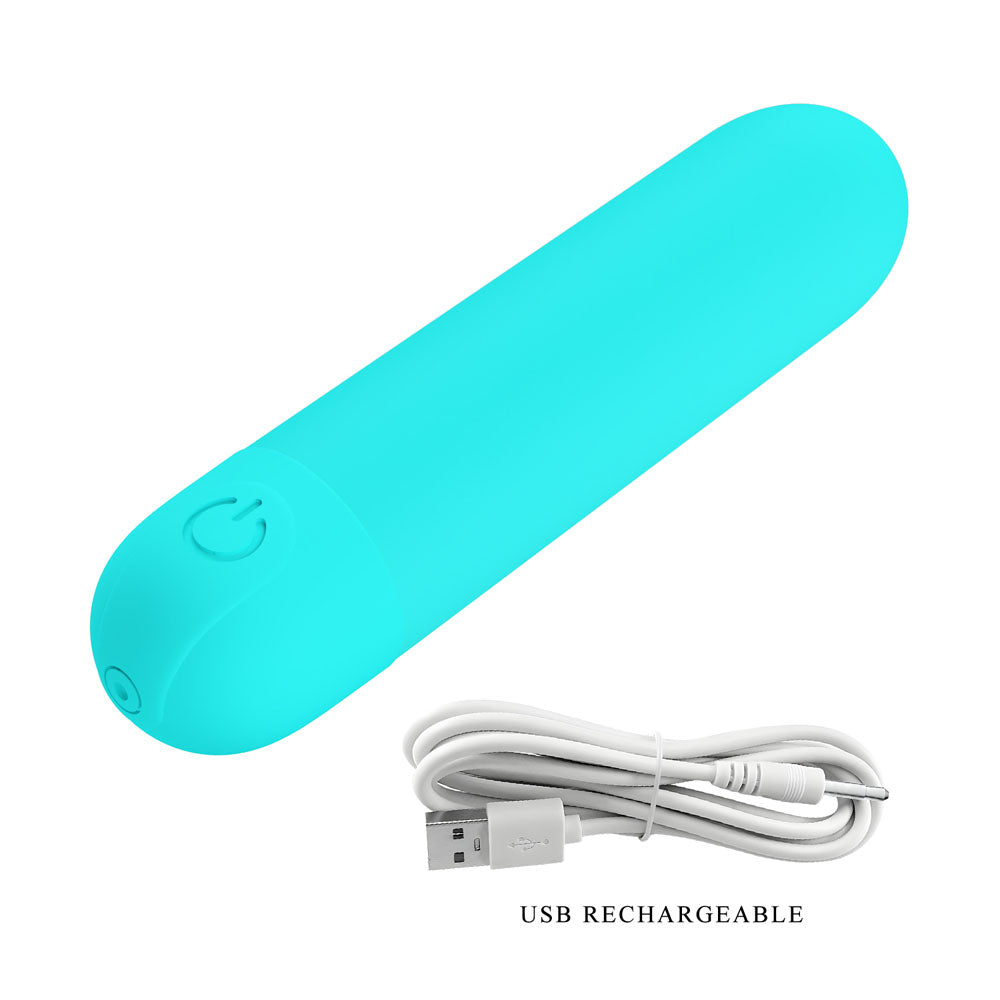 Party Up HARRY Mini Bullet - Teal - Teal 8 cm USB Rechargeable Bullet-BI-300085-1-PU