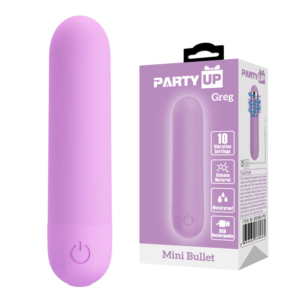 Party Up GREG Mini Bullet - Purple - Purple 8 cm USB Rechargeable Bullet-BI-300085-PU