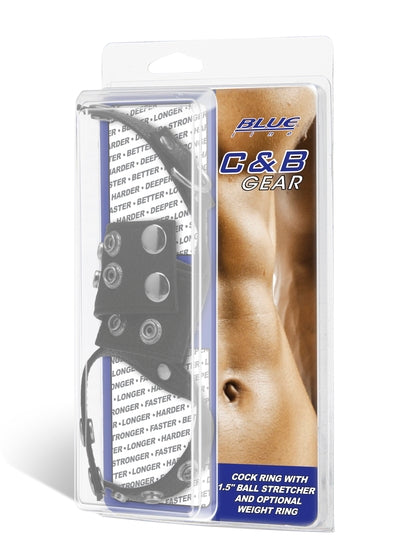 Blue Line Cock Ring With 1.5" Ball Stretcher And Optional Weight Ring-BLM3052