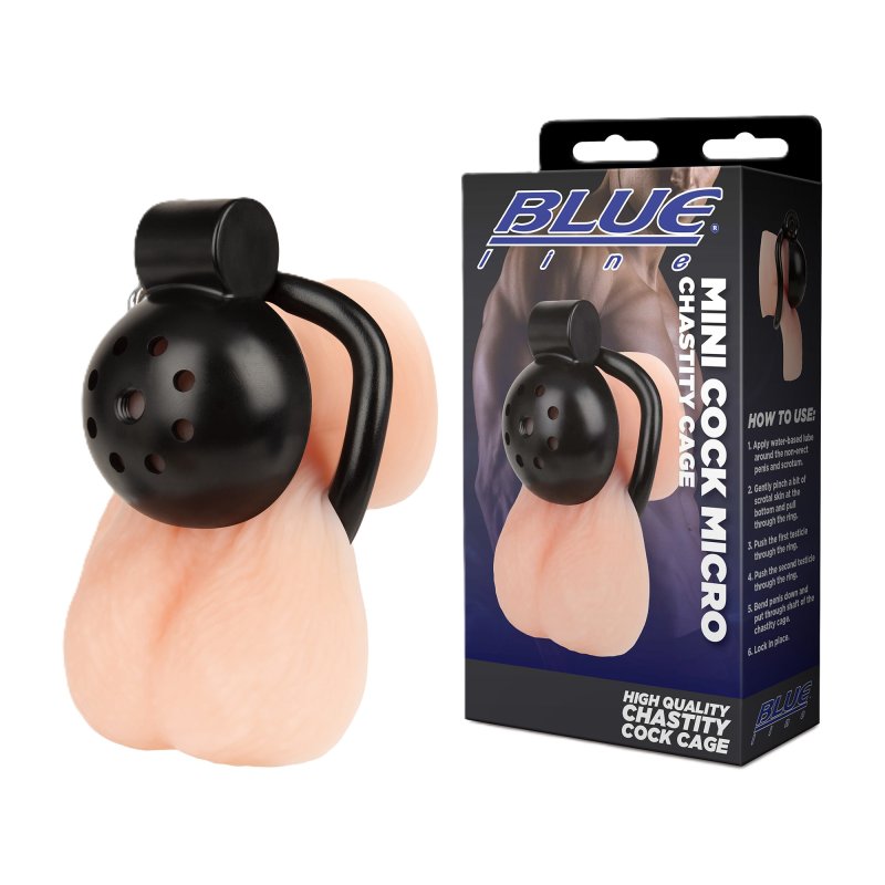 Blue Line Mini Cock Micro Chastity Cage Black-BLM5030