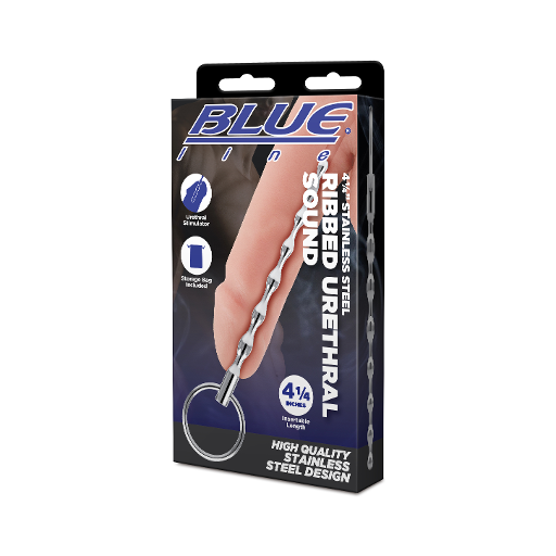 Blue Line 4.25" STAINLESS STEEL RIBBED URETHRAL SOUND