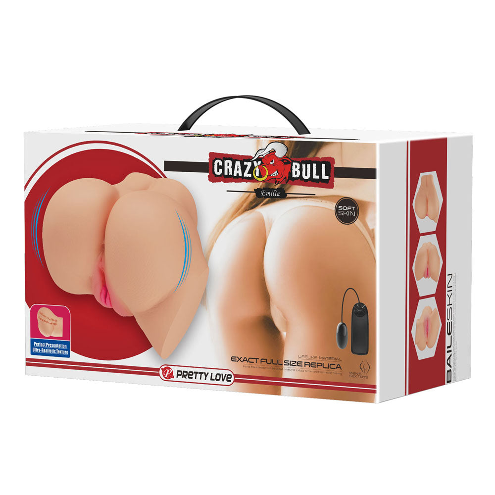 CRAZY BULL EMILIA Vibrating Torso - Flesh Vibrating Torso Masturbator - BM-009245Z