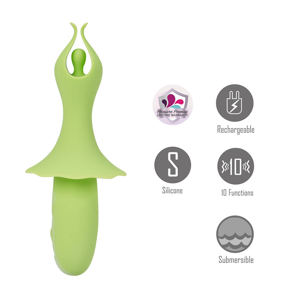 Maia SIENNA - Green - Green 15.2 cm USB Rechargeable Fluttering Bullet-BO-25-01-GREEN