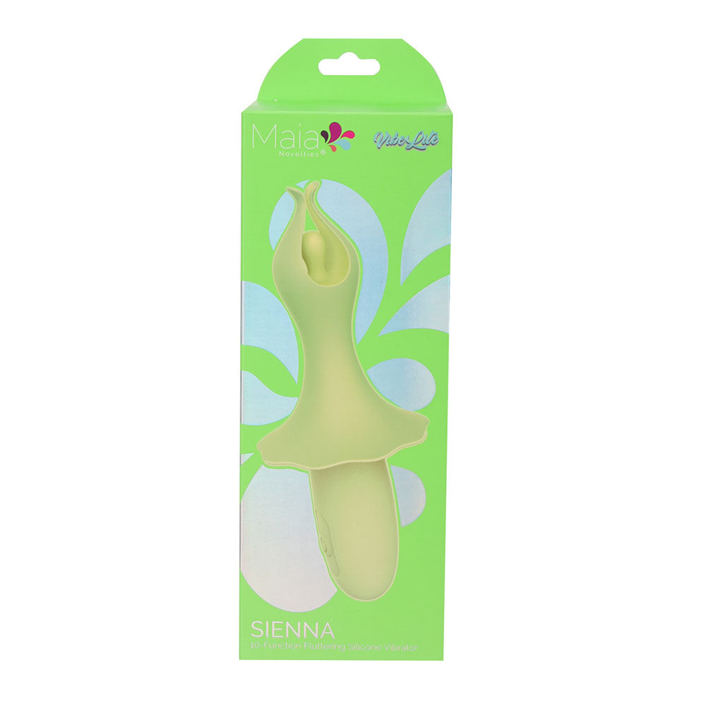 Maia SIENNA - Green - Green 15.2 cm USB Rechargeable Fluttering Bullet-BO-25-01-GREEN