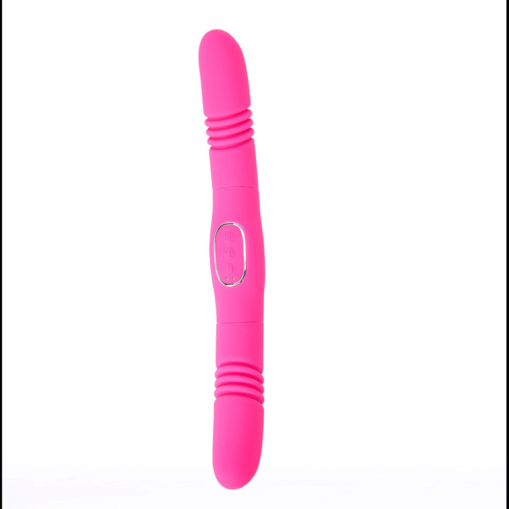 Maia ZENA - Pink - Pink 35.5 cm USB Rechargeable Dual Thrusting Double Ended Vibrator-BO-25-07-PINK