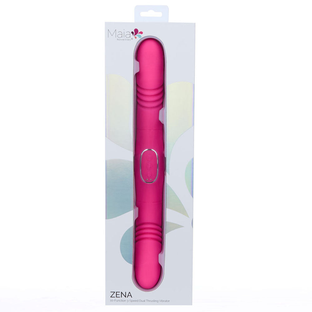 Maia ZENA - Pink - Pink 35.5 cm USB Rechargeable Dual Thrusting Double Ended Vibrator-BO-25-07-PINK